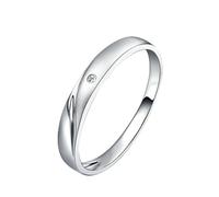 Epinki Echt Schmuck Verlobungsring Weißgold 750 18K, Klassiker Trauringe mit Diamant Rundschliff, Pärchen Ringe Au750 Gold, Gr.67 (21.3)