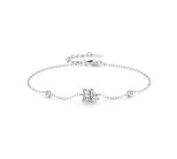 Epinki Echt Schmuck Weißgold 14 Karat 585 Armbänder Frauen, Klassiker Geometrisch Armreif Damen mit Labor Erstellt Diamant Rechteckschliff, Armreifen 14K Gold, 17+5CM