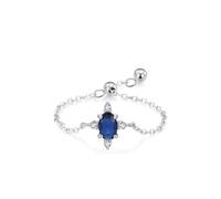 Epinki Echt Schmuck Weißgold 14 Karat 585 Partnerringe, Klassiker Zierlich Verlobungsring mit Labor Erstellt Saphir Blau Ovalschliff, Pärchen Ringe Diamant 14K Gold, Gr.53 (16.9)