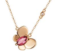 Epinki Echter Schmuck Kette Damen Jahrestag Gold Au585 14 Karat, Schmetterling Anhänger Damenkette mit Labor Erstellt Rubin Marquiseschliff Rosa, Halskette Frauen Moissanit 14K Gelbgold40+5CM