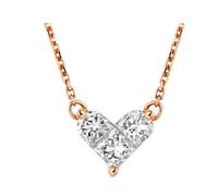 Epinki Echter Schmuck Ketten Damen Modeschmuck Rose Gold 14 Karat 585, Puzzle Herz Anhänger Frauen Halskette Geschenk mit Labor Erstellt Diamant 0.5ct Prinzess, Damenkette 14K Rosegold, 45CM