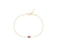 Epinki Echtes Armband Charms Gold 14K Au585, Herz Frau Armbänder mit Rubin 0.21ct (Prinzessschliff, Rot), Moissanit Armreifen Gelbgold 585, 19CM