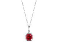 Epinki Echtes Halskette Damen Vintage 9K 375 Weißgold, Klassiker Anhänger Kette Frauen mit Labor Erstellt Rubin 1.2ct (Quadratschliff, Rot), Damenkette Au375 Gold, 45CM