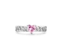 Epinki Echtes Weißgold 750 18K Partnerringe, Klassiker Zierlich Verlobungsring mit Labor Erstellt Rose Saphir Rose Herzschliff, Hochzeitsring Au750 Gold, Gr.61 (19.4)