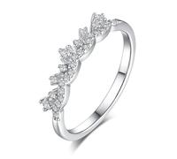 Epinki Echtschmuck 14 Karat Weißgold Freundschaftsringe, Krone Trauringe mit Diamant, Solitärring 14K Gold, Gr.63 (20.1)