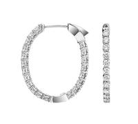 Epinki Echtschmuck Creole Hoop 18K Weißgold 750, Groß Kreis Ohrringe mit Labor Erstellt Diamant 4.25ct Rundschliff, Damen Ohrstecker Au750 Gold,