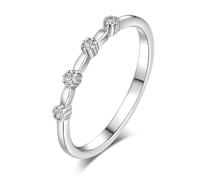 Epinki Echtschmuck Weißgold Au375 9K Eheringe, Klassiker Zierlich Trauringe mit Diamant, Verlobungsring Gold 375, Gr.52 (16.6)