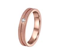 Epinki Ehering Damen, Rose Gold Ring Band Hochzeit Matt mit Zirkonia Edelstahl Ringe für Frauen, Gr.54 (17.2)