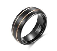 Epinki Ehering Herren Wolframstahl 8mm, Zweifarbig Gebürstet mit Rille Verlobungsring für Mann Schwarz Gold Rose, Verlobungsring Vintage für Männer, Gr.69 (22.0)