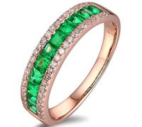 Epinki Eheringe 9K Rose Gold Au375, Partnerringe Klassiker mit Labor Erstellt Smaragd Quadratschliff Grün, Echtgold Schmuck 375 Gold Freundschaftsringe Labor Erstellt Diamant, Gr.47 (15.0)
