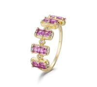 Epinki Eheringe Gold Au585 14K, Klassiker Zierlich Antragsring mit Turmalin Rose Lila Quadratschliff, Partnerringe Moissanit Gelbgold 585 Echt Schmuck, Gr.47 (15.0)
