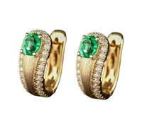 Epinki Gelbgold 14 Karat Au585 Creole Hoop Echt, Matte Ohrstecker Weihnachten Labor Erstellt Smaragd 1ct (Ovalschliff, Grün), Moissanit Damen Ohrstecker 14K Gold,