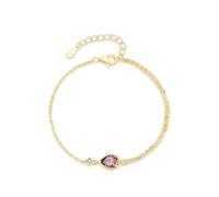 Epinki Gold 14 Karat Au585 Armbänder für Frauen Echt Gold, Klassiker Zierlich Armreif Damen mit Morganite Lila Tropfenschliff, Armreifen Diamant 14K Gelbgold, 19+3CM