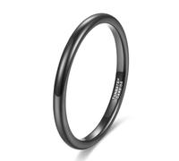 Epinki Herren Verlobungsring Ring Wolframstahl 2mm, Klassiker Ring Männer Schwarz, Trauringe für sie und ihn, Gr.48 (15.3)