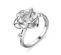 Epinki Hochzeitsband Au375 Weißgold, Blumen Partnerringe mit Labor Erstellt Diamant, Hochzeitsring 9K Echt, Gr.52 (16.6)