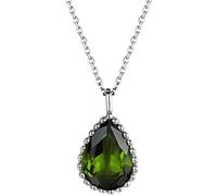 Epinki Kette Damen Weißgold 585, Tropfen Anhänger Damenkette mit Peridot Tropfenschliff Grün, 14K Frauen Halskette Geschenk Echt Gold40CM
