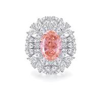 Epinki Partnerringe 14 Karat Weißgold 585, Klassiker Eheringe mit Labor Erstellt Padparadscha Rose Ovalschliff, Pärchen Ringe Moissanit 14K Gold Echtschmuck, Gr.61 (19.4)