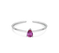 Epinki Partnerringe Weißgold 9 Karat, Öffnen Form Trauringe mit Labor Erstellt Rubin Rose Rot Tropfenschliff, Verlobungsring Au375 Gold Echt, Gr.63 (20.1)