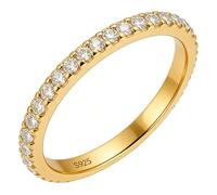 Epinki Ringe Damen 925 Sterling Silber, Ewigkeitsring Damenring Gold, Eheringe Personalisiert mit Weiß Zirkonia für Frauen, Gr.58 (18.5)