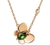 Epinki Rose Gold Au585 14K Damen Kette Anhänger Echte Goldschmuck, Schmetterling Anhänger Damenkette mit Labor Erstellt Smaragd Ovalschliff Grün, 585 Gold Halskette Frauen Moissanit 40+5CM