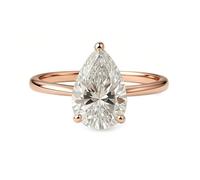 Epinki Rose Gold Au750 Eheringe Echt Gold, Solitär Freundschaftsringe mit Moissanit Tropfenschliff, Hochzeitsring 18K Rosegold, Gr.54 (17.2)