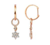 Epinki Rosegold 14K Au585 Creole Hoop Echt Schmuck, Baumeln Blumen Ohrringe Damen Labor Erstellt Diamant 1ct (Rundschliff, Weiß), Ohrringe Frauen 585 Gold,
