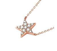 Epinki Rotgold 375 Halskette Damen Modeschmuck Echtgold Schmuck, Stern Anhänger Kette Frauen Labor Erstellt Diamant 0.12ct (Rundschliff, Weiß), Damenkette 9K Gold, 45CM