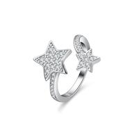 Epinki Trauringe 14K 585 Weißgold, Stern Antragsring mit Diamant, Eheringe Au585 Gold Echt Goldschmuck, Gr.60 (19.1)