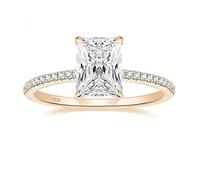 Epinki Trauringe Damen 925 Sterling Silber, Rechteckig Damenring Gold Rose, Ring Hochzeit Vintage mit Weiß Zirkonia für Frauen, Gr.57 (18.1)