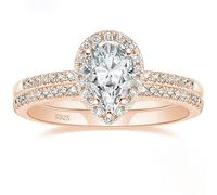 Epinki Vintage Ringe Damen 925 Sterling Silber, Ewigkeitsring Damenring Gold Rose, Eheringe Trauringe mit Weiß Zirkonia für Frauen, Gr.58 (18.5)