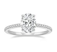 Epinki Vintage Ringe Damen 925 Sterling Silber, Oval Ewigkeitsring Damenring Silber, Eheringe Trauringe mit Weiß Zirkonia für Frauen, Gr.58 (18.5)