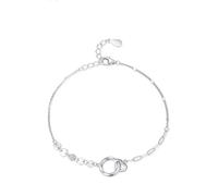 Epinki Weißgold 14 Karat 585 Armband Damen Echtgold Schmuck, Herz Kreis Armreifen Frau mit Diamant, Armreif 14K Gold, 16+5CM