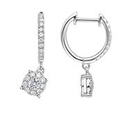 Epinki Weißgold 14 Karat Creole Hoop Echt, Baumeln Anhänger Ohrstecker Labor Erstellt Diamant 0.5ct (Rundschliff, Weiß), Ohrringe Nickelfrei Au585 Gold,