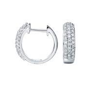 Epinki Weißgold 750 18K Creole Hoop Echtes, 3 Reihes Damen Ohrstecker Labor Erstellt Diamant 0.5ct (Rundschliff, Weiß), Ohrstecker Damen Au750 Gold,