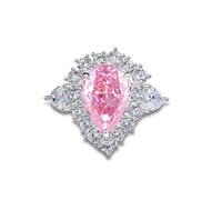 Epinki Weißgold Au375 9K Eheringe Echt Gold, Klassiker Partnerringe mit Labor Erstellt Saphir Rose Tropfenschliff, Freundschaftsringe Moissanit Gold 375, Gr.52 (16.6)