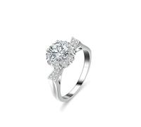 Epinki Weißgold Au585 14K Trauringe, Blumen Solitärring mit Labor Erstellt Diamant, Diamantring Gold 585 Echter Schmuck, Gr.60 (19.1)