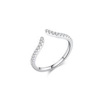 Epinki Weißgold Au750 Hochzeitsband, Elegant Öffnen Form Pärchen Ringe mit Moissanit, Verlobungsring 18K Echtgold Schmuck, Gr.54 (17.2)