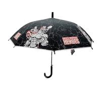 eplusm AVENGERS VENDETTA - Regenschirm, manuelle Kuppel, 8 Paneele, Metallstäbe, bequem und vielseitig, Qualität und Widerstandsfähigkeit, 43 cm, Material Polyester, Schwarz, M, Casual