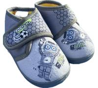 eplusm Jungen Hausschuhe mit Klettverschluss warm Anti-Rutsch Kleinkind Indoor Outdoor Schuhe für Kindergarten Kita Größe 19-27 (Grau, EU Schuhgrößensystem, Kleinkind, Herren, Numerisch, M, 21)