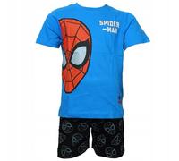 eplusm Spider-Man Kinder Sommer Schlafanzug, Kurzarm Pyjama Set aus 100% Baumwolle Jungen pjs Sommer Kinder nachtwäsche T-Shirt und Shorts Hose kurz (DE/NL/SE/PL, Numerisch, 104, Regular, Blau)