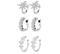 Epoch World Ear Cuff Set 3 Paar 925 Sterling Silber Ohrmanschette Ohrringe Ohne Ohrloch Helix Fake Piercing Ohrringe Silber Ohrklemme Earcuffs Ohrclips Ohne Ohrlöcher Ohrmanschetten in Geschenkbox