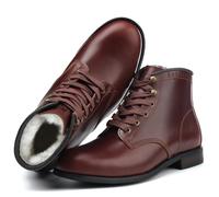 Epochsaga Soft Toe Herren Klassische Mode Winterstiefel Rindsleder/Wollfutter Wasserdichtes Leder (Futter aus brauner Wolle, Erwachsene, Herren, 41.5, Numerisch, EU Schuhgrößensystem, M)