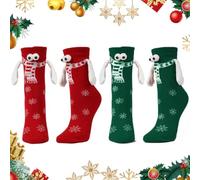 Epokus Weihnachten Socken mit Händen,2 Paar Grün+Rot Weihnachtssocken,Unisex Socken,Reundschaftssocken,Freundschaftssocken für Frauen, Männer, Partner,Geschenkidee