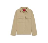 HUGO Herren Epoldo Oversized Hemd aus Baumwoll-Gabardine mit Brusttaschen Beige M
