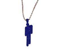 EPRHAY 1 Stück Bunte Diamanten Menschliche Halskette,Personalisiert Legierung Männer Halskette mit Anhänger,Glänzende Zirkon Kette Hip-Hop Tennis Schmuck Zubehör Geschenke für Mädchen Jungen (Blau)