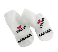 EQLEF Mama&Papa Baumwollsocken für Neugeborene - Dünne Socken 0-6 Monate für Mädchen Jungen - Home Socken Geschenk für Baby Dusche, Weihnachten, Neujahr (2 Paare)