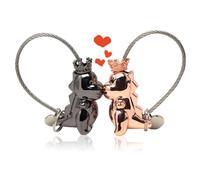 EQLEF Pärchen Schlüsselanhänger, niedlichen Dinosaurier Schlüsselring Magnetic Love Schlüsselbund mit Geschenkbox Aluminiumlegierung Paar Schlüsselbund Geschenke für Freund Freundin