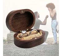 EQLEF Ringbox Holz, Elegante Retro Oval Doppelring Ringschatulle Holz für Hochzeitsvorschlag, Verlobung, Valentinstag, Jubiläum