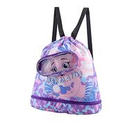 EQLEF Schwimmtasche Kinder Mädchen, Wasserdichte Kinder Turnbeutel mit Kordelzug, Trocken-Nasse Trennung mit Reißverschluss Taschen Schuh Fach Strandtasche für Mädchen, 34 cm x 10 cm x 37 cm, Lila