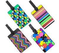 EQLEF® Set von 4 Hübschen Kofferanhänger, Sicheren Gepäckanhängern aus PVC für Koffer, Gepäckanhänger, Visitenkartenhalter/Reise-Ausweis-Taschen